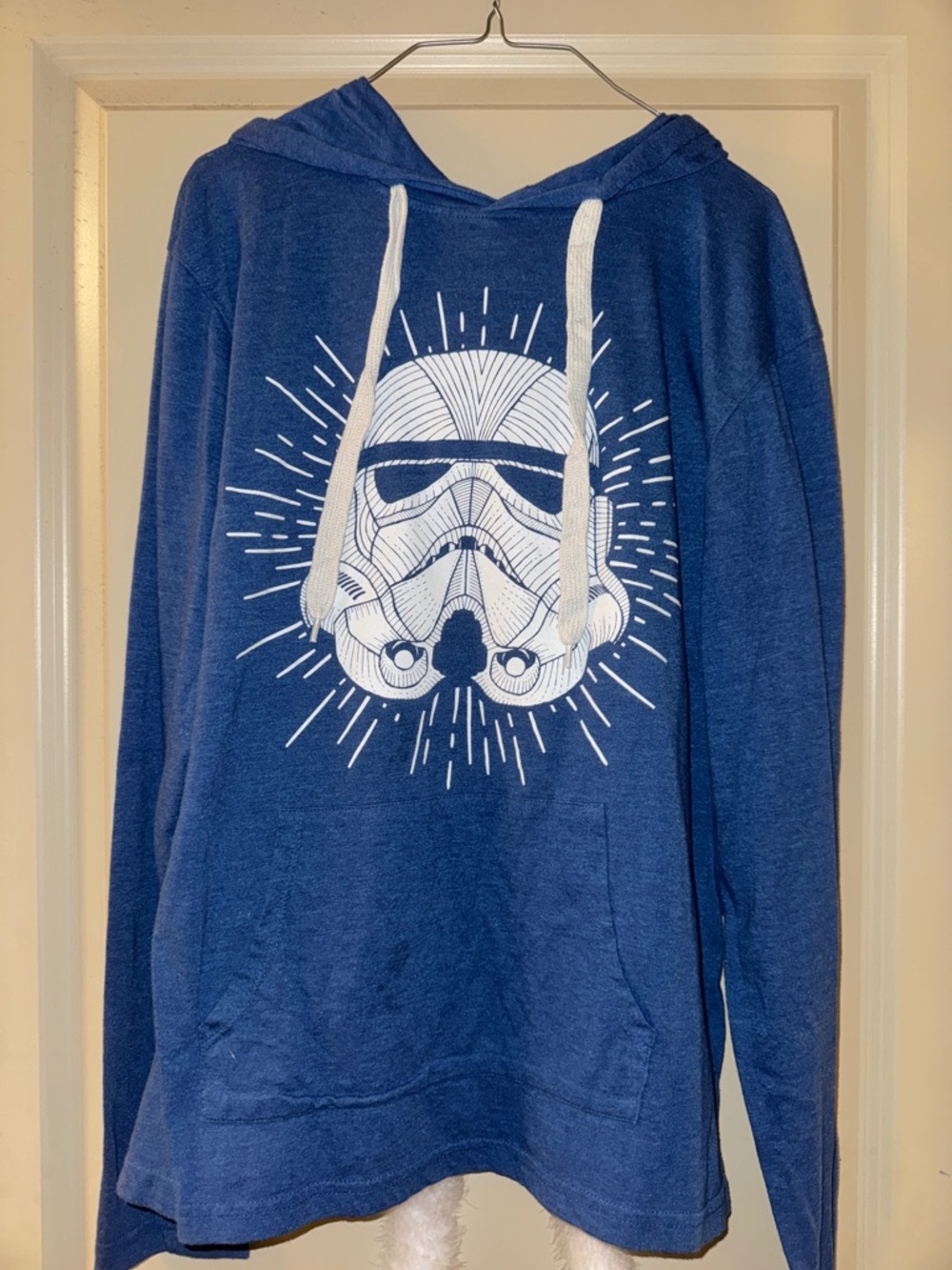 Vintage Fifth Sun Navy Blue Hooded Sweatshirt with White Stormtrooper Graphic